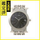 HERMES エルメス Hウォッチ ボーイズ腕時計 HR1.510 ステンレススチール クォーツ ブラック文字盤 21591038277985 【205】 【2...