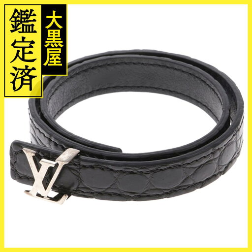 LOUIS VUITTON ルイヴィトン 小物 プレスレット プラスレ・LV ブラック レザー・SS金具 シルバー #19 M6471 【472】HA 【472】2120500251516 【中古】【大黒屋】 LOUIS VUITTON ルイヴィトン 小物 プレスレット プラスレ・LV ブラック レザー・SS金具 シルバー #19 M6471 【472】HA 【472】2120500251516 【中古】【大黒屋】