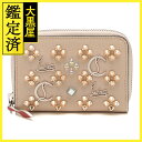 Christian Louboutin クリスチャンルブタン スタッズ パネトーネ コインパース 3175223F609 ベージュ レザー スタッズ ビジュー ...
