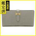 HERMES エルメス 長財布 ベアンスフレ グリスパール クロコダイルアリゲーターマット ゴールド金具【472】AH 【472】2141300425457 【...