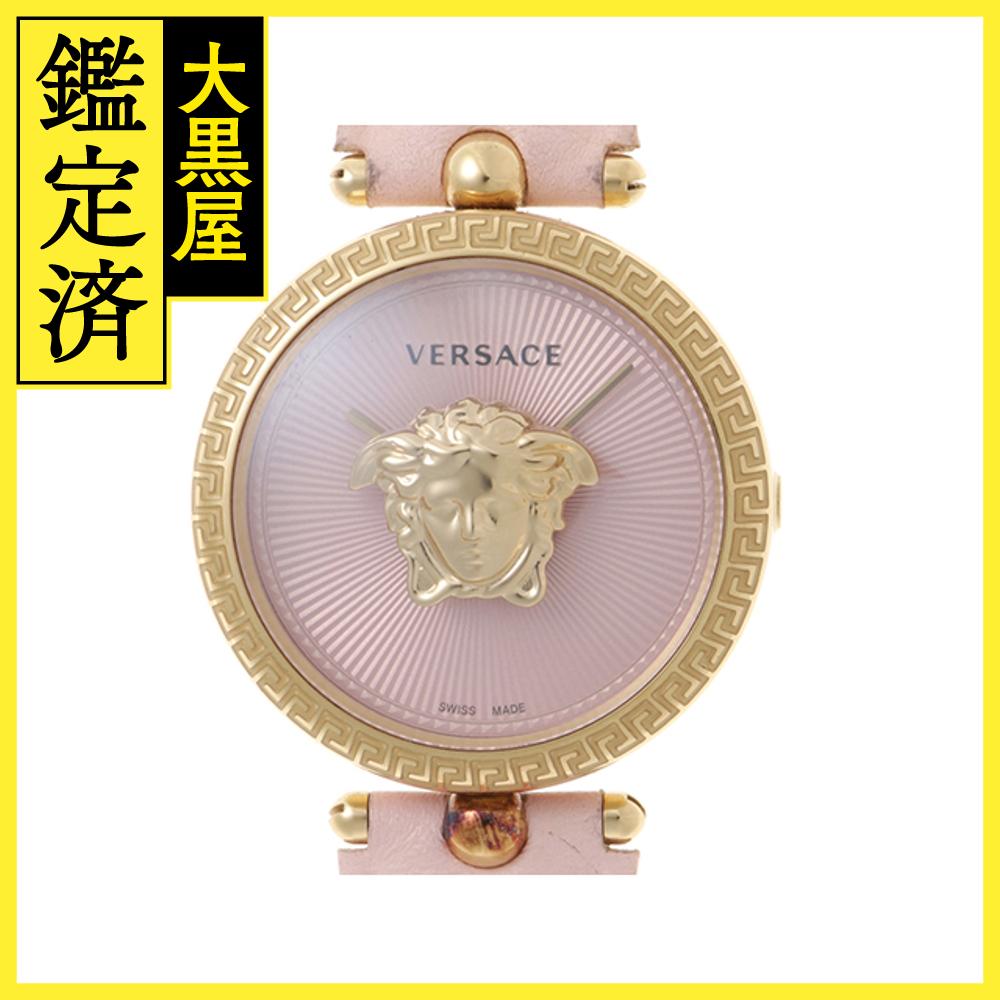 VERSACE ヴェルサーチ パラッツォ エンパイア VECQ00518 SS ステンレススチール レザーベルト ピンク文字盤 クォーツ 【460】2148103849510 【460】2148103849510 【中古】【大黒屋】(2)