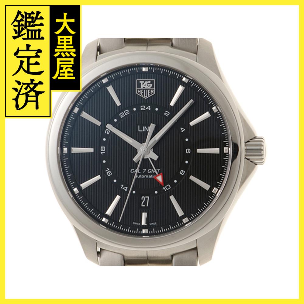 TAG HEUER タグ・ホイヤー リンクキャリバー7GMT WAT201A.BA0951 ステンレス ブラック文字盤 男性用自動巻き時計【473】 【473】2120000328688 【中古】【大黒屋】