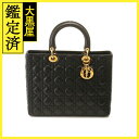 DIOR クリスチャンディオール 2wayショルダーバッグカナージュ レディディオールラージハンドバッグ ラムスキン ブラック ゴールド金具 【471】L 【471】2148103858369 【中古】【大黒屋】