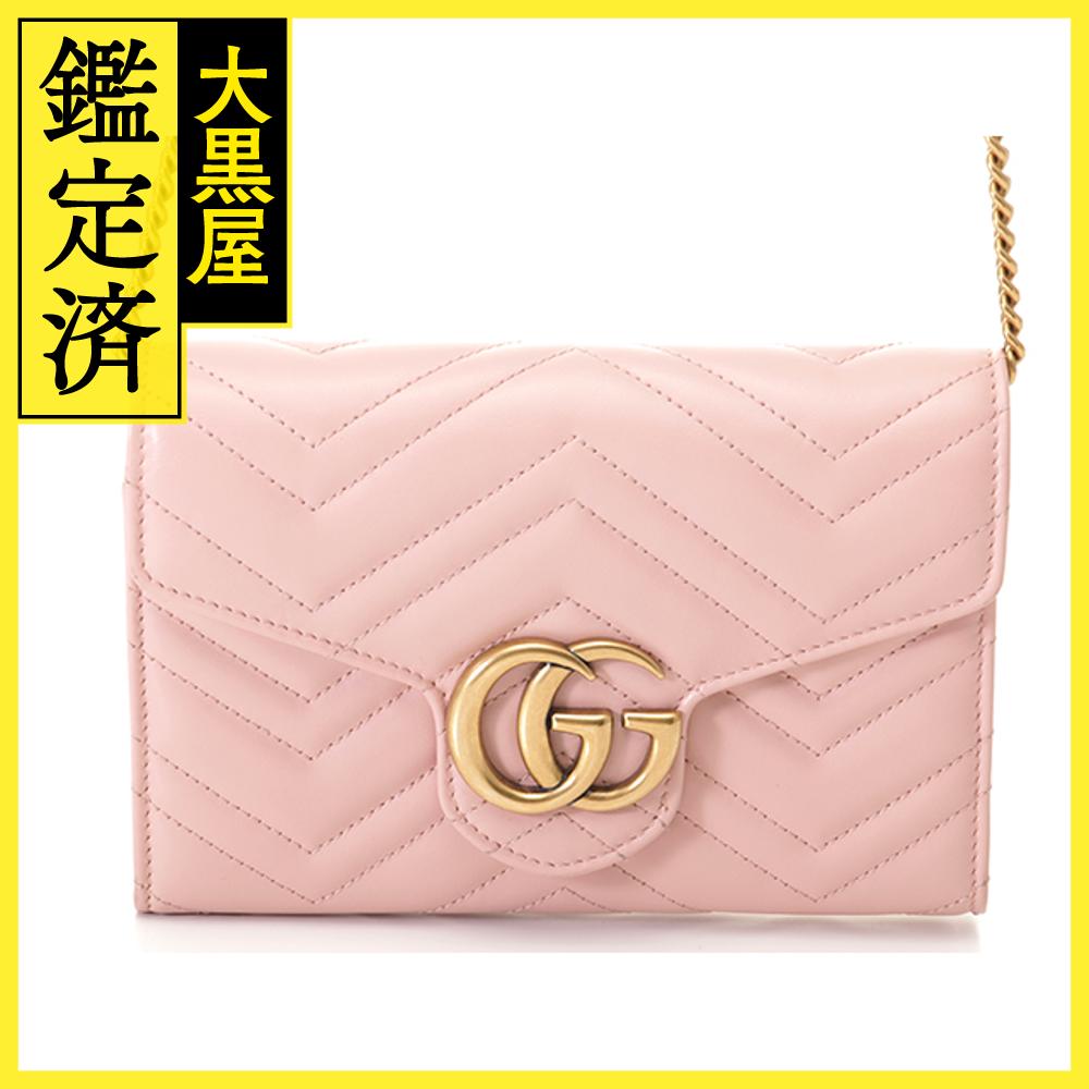 GUCCI グッチ GGマーモント チェーンウォレット ピンク レザー 474575 2143000727602 【205】 【205】2143000727602 【中古】【大黒屋】