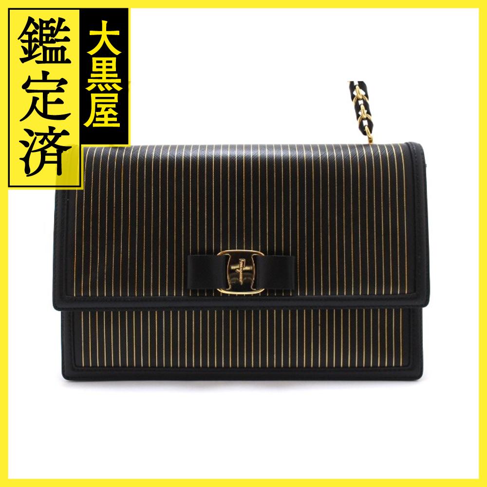 美品　フェラガモ　ショルダーバッグ　チェーン　ヴァラリボン　リザード型押し　黒 楽天市場】美品 サルヴァトーレフェラガモ ヴァラリボン 型押し