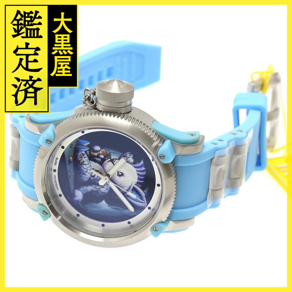 INVICTA インヴィクタ 腕時計 アーティスト Erni Vales限定 14631 スティール/プラスチック/シリコン ブラックTatt's 文字盤 クオーツ【472】SJ 【472】2181000008147 【中古】【大黒屋】