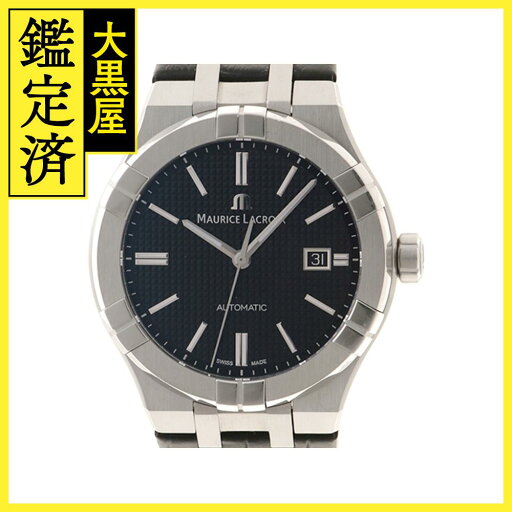 MAURICE LACROIX 腕時計 アイコン AI6008-SS001-330-1 SS/カーフレザー ブラック文字盤 自動巻き【472】TS 【472】2148103845536 【中古】【大黒屋】