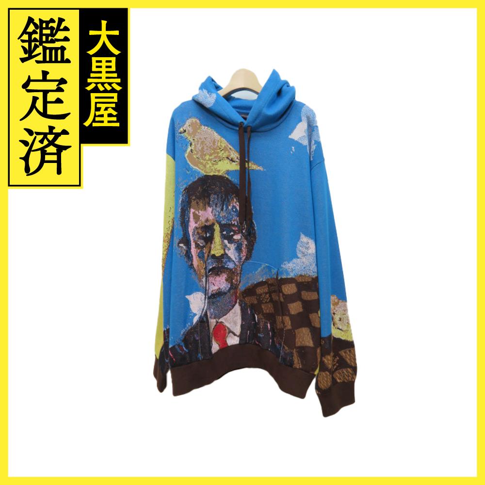 LOUIS VUITTON ルイヴィトン パーカー 子供時代から続く、永遠の記憶 メンズXL ブルー/ブラウン コットン RM232 AUR HPN80W 【200】2147100538113 【中古】【大黒屋】