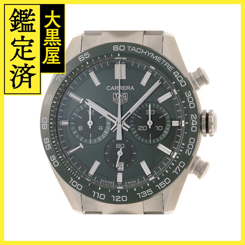 TAG HEUER タグホイヤー メンズ オートマチック カレラ クロノグラフ CBN2A1N.BA0643 グリーン文字盤 SS【472】HK 【472】2146000431043 【中古】【大黒屋】