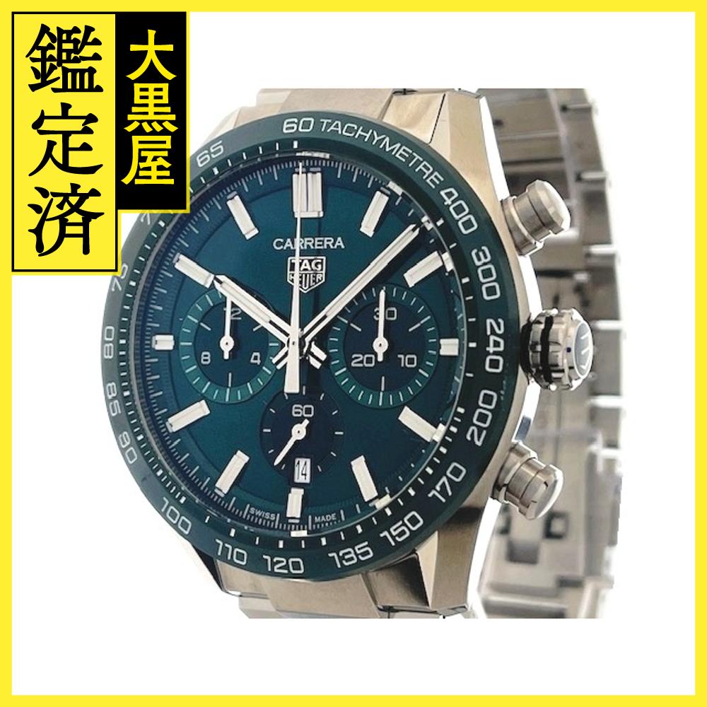 TAG HEUER タグホイヤー メンズ オートマチック カレラ クロノグラフ CBN2A1N.BA0643 グリーン文字盤 SS【472】HK 【472】2146000431043 【中古】【大黒屋】