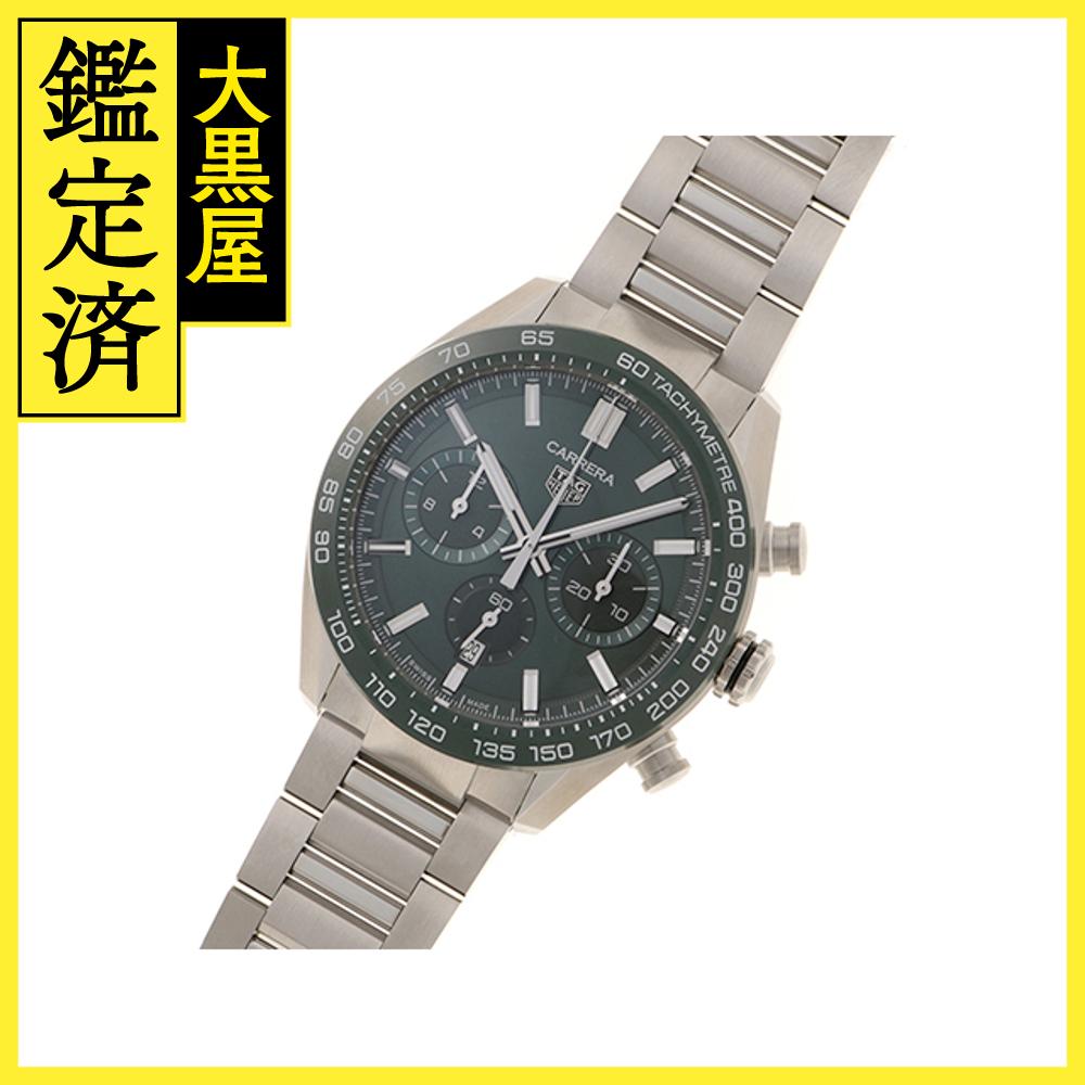 TAG HEUER タグホイヤー メンズ オートマチック カレラ クロノグラフ CBN2A1N.BA0643 グリーン文字盤 SS【472】HK 【472】2146000431043 【中古】【大黒屋】