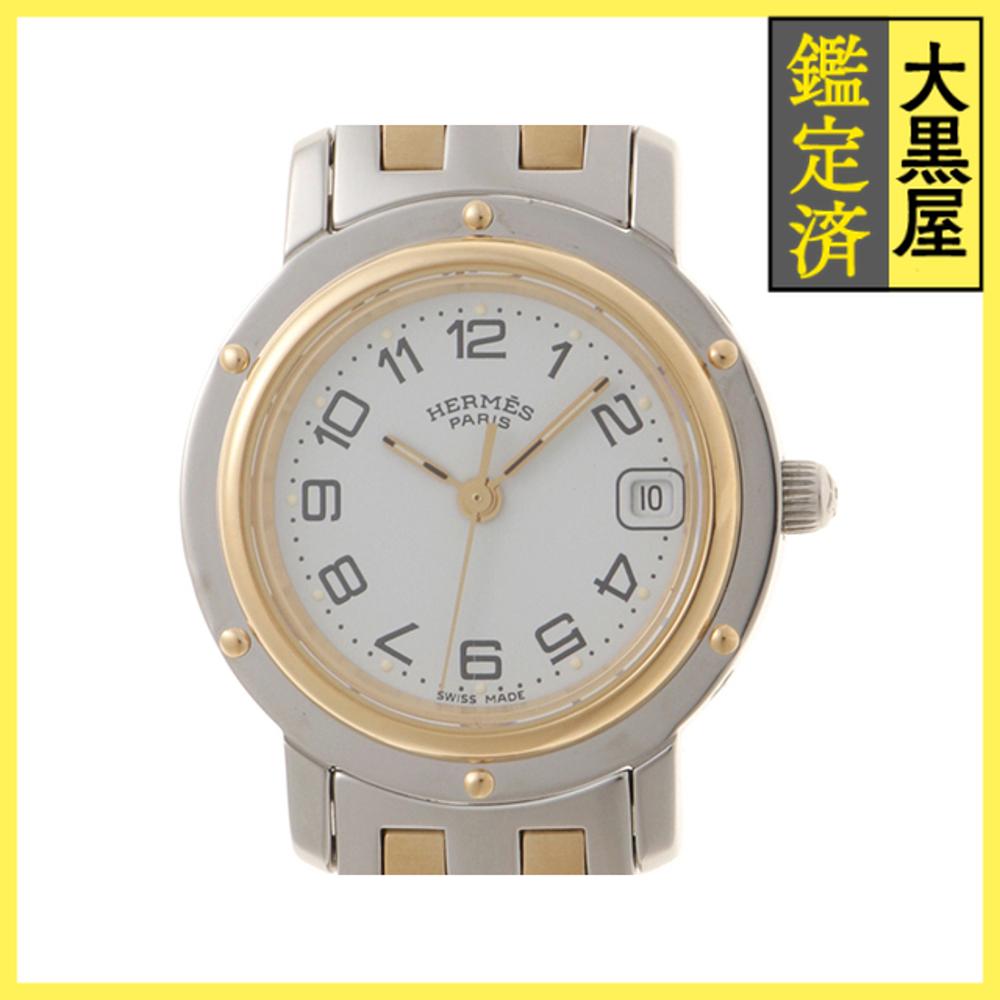 HERMES エルメス クリッパーコンビ CL4.220 GP/SS ホワイトアラビア文字盤 クォーツ 【460】2148103889431 【460】2148103889431 【中古】【大黒屋】(2)