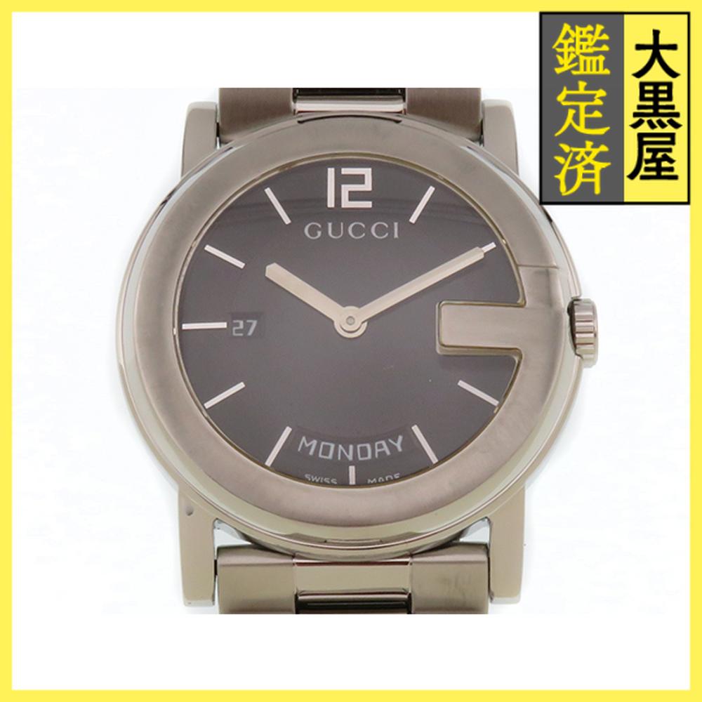 GUCCI グッチ 110M ステンレススチール ブラック文字盤 クオーツ メンズ時計 2148103914935【207】【中古】【大黒屋】