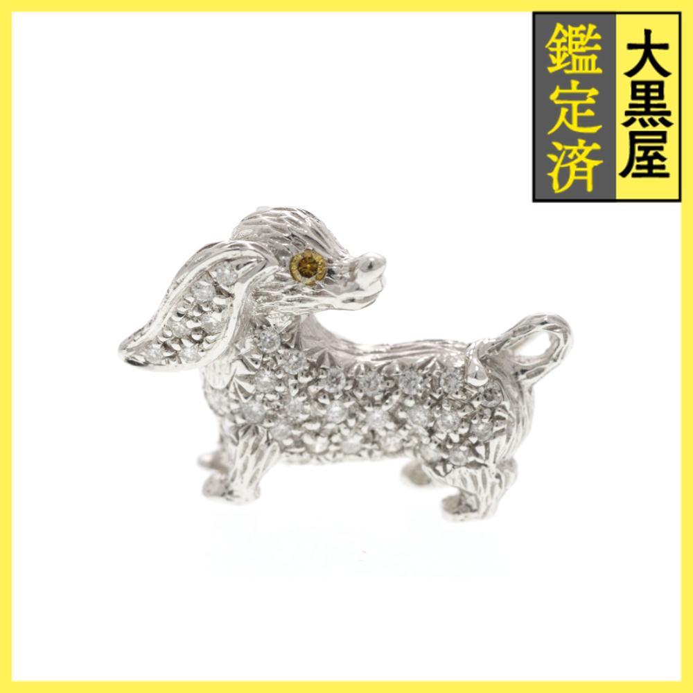 JEWELRY ノンブランド ジュエリー ブリーチ ペンダントトップ 犬 ドッグ K18 ホワイトゴールド ダイヤ..