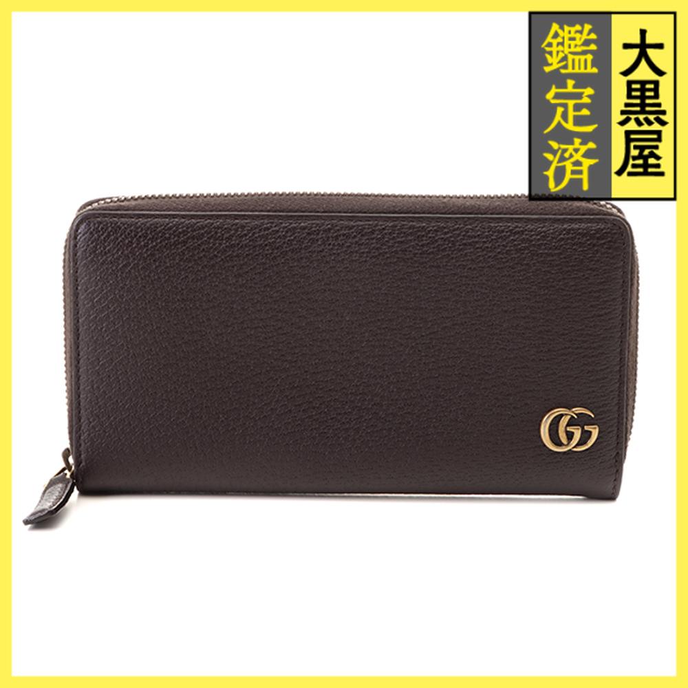 GUCCI グッチ ダブルg ラウンドファスナー 長財布 ダークブラウン レザー 1410459 2148103924415【437】 【437】2148103924415 【中古】【大黒屋】