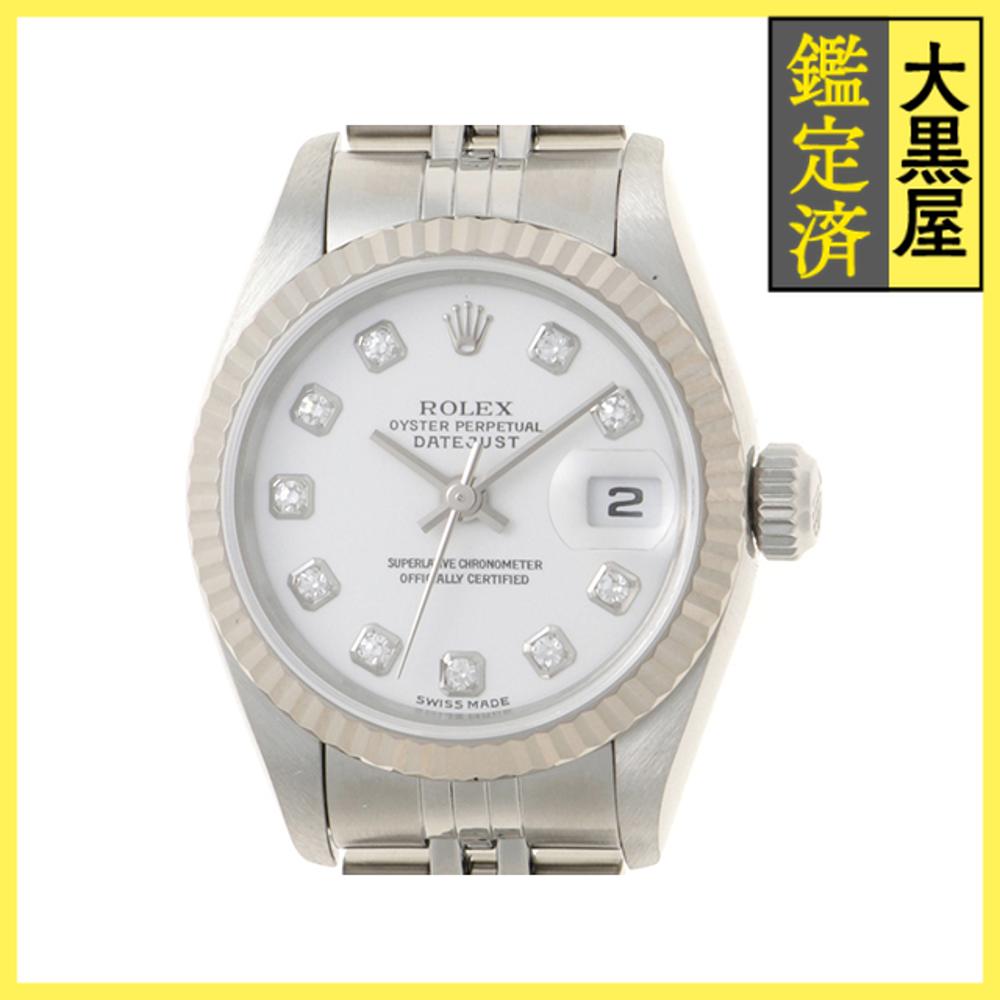 Y番 ROLEX ロレックス デイトジャスト WG/SS ホワイト10PD レディース 自動巻き2148103865800【432】 【432】2143300232400 【中古】【大黒屋】(2)