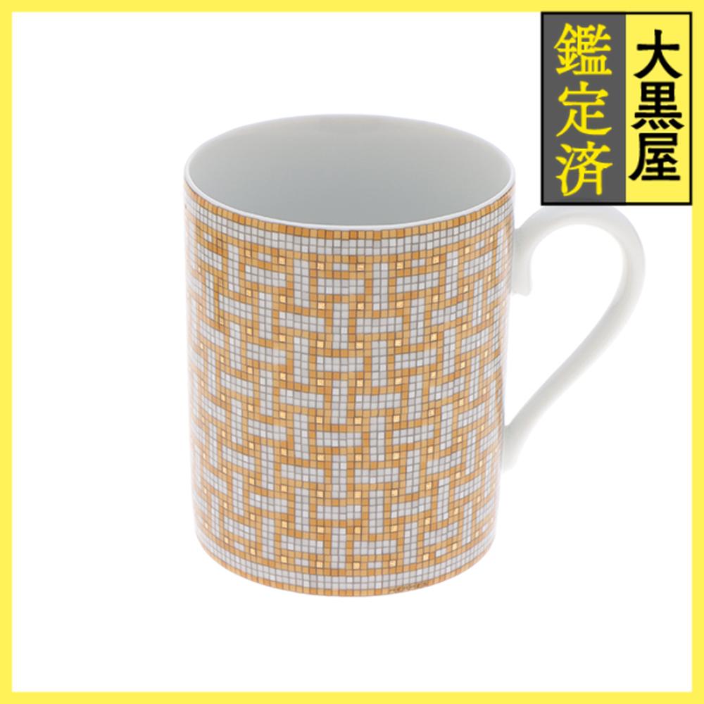 HERMES エルメス マグカップ モザイク24 ヴァンキャトル 300ml イエロー / ゴールド/ホワイト 陶器 【472】KS 【472】2143100537224 【中古】【大黒屋】
