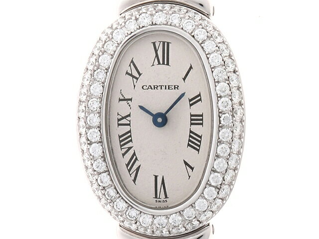 【送料無料】Cartier 時計 ミニベニュワール WB5095EA クオーツ 白文字盤　レディース　18kホワイトゴールドWG/Dベゼル・ブレスレット【430】【中古】【大黒屋】