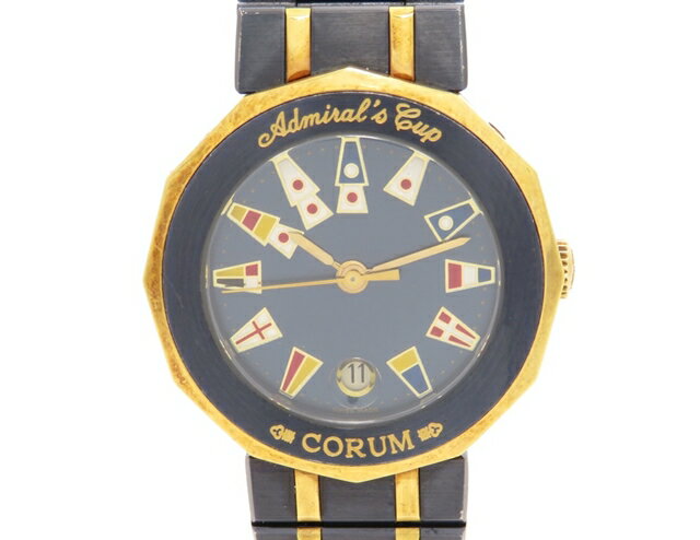 CORUM　コルム　時計　アドミラルズカップ　39.610.31.V052　ガンブルー　ステンレススチール　イエローゴールド　クォーツ　【205】【中古】【大黒屋】