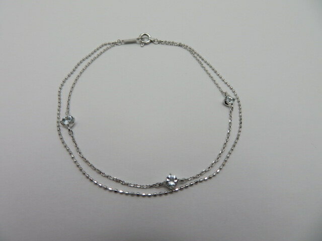 4℃　貴金属・宝石　ブレスレット　ホワイトゴールド　アクアマリン　K10WG　AQ　1.2g　【410】【中古】【大黒屋】のサムネイル