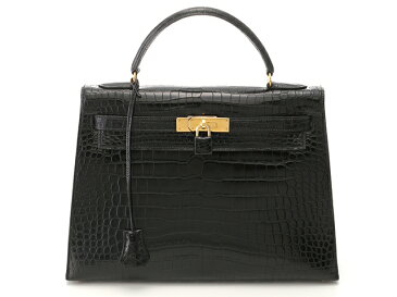 【送料無料】HERMES エルメス バッグ ケリー32 ブラック/ ゴールド金具【472】AH【中古】【大黒屋】