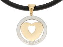 【送料無料】BVLGARI ブルガリ トンドハート チョーカー SS/YG/革 【437】2147000102360【中古】【大黒屋】