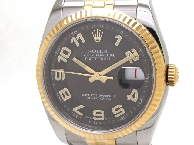 【G番】ROLEX　ロレックス　デイトジャスト　116233　YG/SS　ブラウンアラビア　自動巻き【432】【中古】【大黒屋】【中古】【大黒屋】