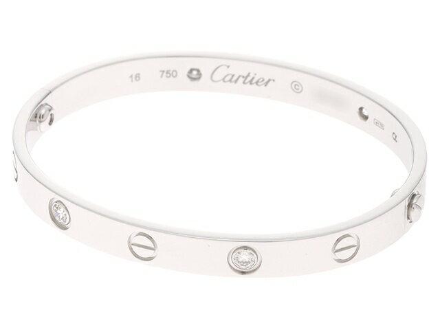 【送料無料】Cartier　カルティエ　ラブブレス　ハーフダイヤ　バングル　K18WG　ホワイトゴールド　4P　ダイヤモンド　16号　旧型　【474】【中古】【大黒屋】