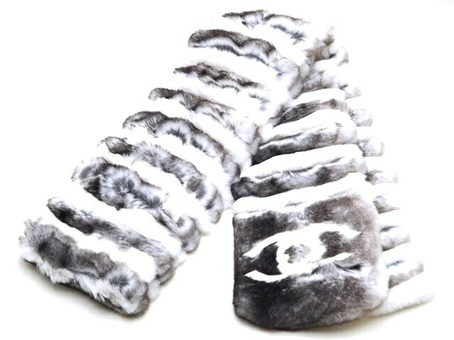 【送料無料】CHANEL シャネル リアル・ファー オリラグ/カシミア マフラー ホワイト【472】【中古】【大黒屋】のサムネイル