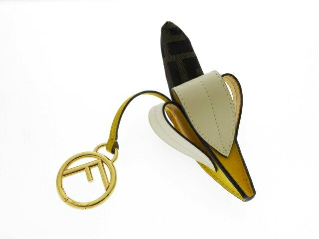 FENDI　フェンディ　マルチカラー　チャーム　バナナズッカ　チャーム　カーフ　キャンバス　GP金具　箱付き【430】【中古】【大黒屋】のサムネイル