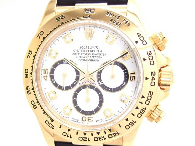 【送料無料】ROLEX　ロレックス　時計　デイトナ　16518G　N番　白　イエローゴールド　10Pダイヤモンド【432】【中古】【大黒屋】