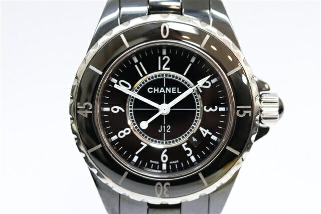 【送料無料】CHANEL　シャネル　時計　レディース　女性用　クオーツ　J12　33mm　セラミック　黒セラ　黒文字盤　ブラックアラビア　H0682【430】【中古】【大黒屋】のサムネイル