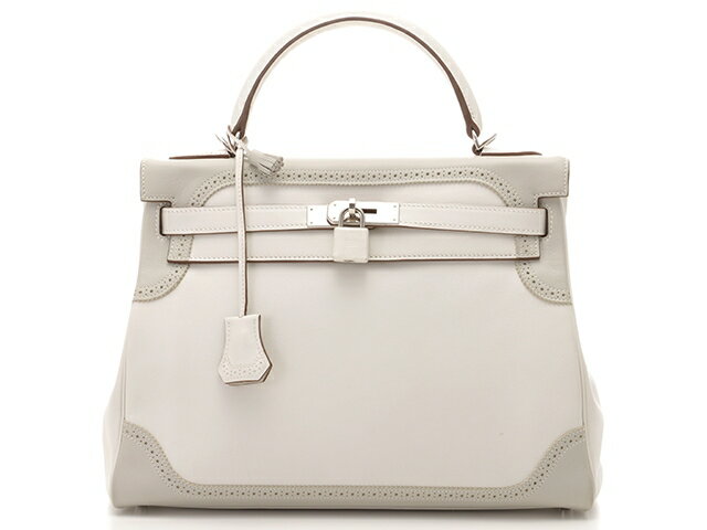 [送料無料]HERMES　エルメス バッグ ケリー32 ハンドバッグ ケリー32ギリーズ グリパール/SV　ストラップ付き　□P刻印　2012年【437】AH【中古】【大黒屋】のサムネイル