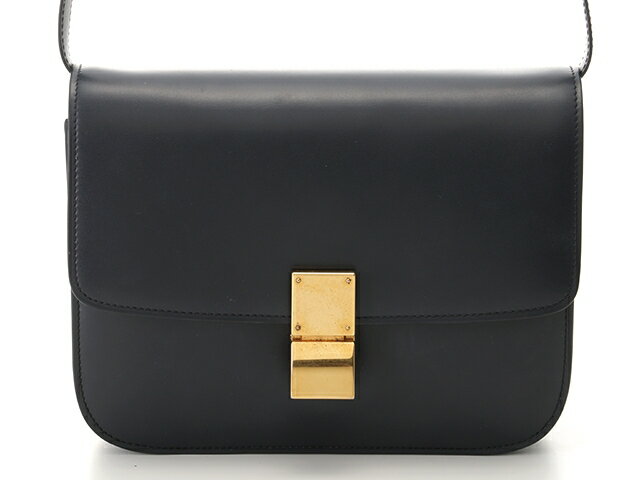 【送料無料】CELINE セリーヌ クラシックボックスミディアム ショルダーバッグ カーフ ネイビー【437】【中古】【大黒屋】のサムネイル