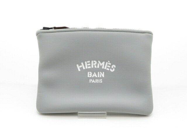 HERMES　エルメス　ポーチ　ネオバンPM　トゥルース　フラットポーチ　ポリエステル　エラスタイン　グレー　【430】【中古】【大黒屋】のサムネイル