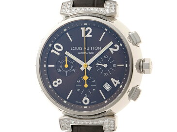 【送料無料】LOUIS VUITTON ルイヴィトン 時計 タンブールクロノ オートマチック Q112G クロノグラフ ラグダイヤ ブラウン文字盤 【472】【中古】【大黒屋】