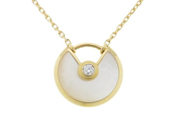 【送料無料】Cartier カルティエ アミュレット ドゥ イエローゴールド ダイヤモンド1P ホワイトマザーオブパール XS ネックレス YG WMP 1PD 3.0g 内箱・ギャラ付き【430】【中古】【大黒屋】