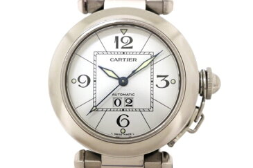 Cartier　カルティエ　時計　パシャC ビッグデイト　W31044M7　ホワイト文字盤　ステンレススチール　自動巻き　外装仕上げ済み　【200】【中古】【大黒屋】