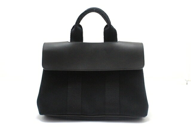 【送料無料】HERMES エルメス ヴァルパライソPM ハンドバッグ トワルシェブロン/レザー ブラック【460】【中古】【大黒屋】のサムネイル