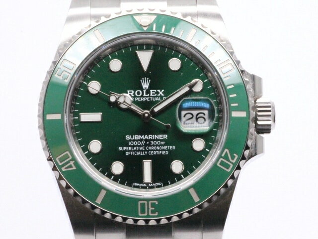 2019年8月国内正規購入品　ランダム番　ROLEX ロレックス 時計 サブマリーナ 116610LV オートマチック 自動巻き 緑サブ グリーン文字盤 300m防水 セラクロムグリーンベゼル パワーリザーブ48時間 廃盤 Cal.3135 TM2【472】【中古】【大黒屋】