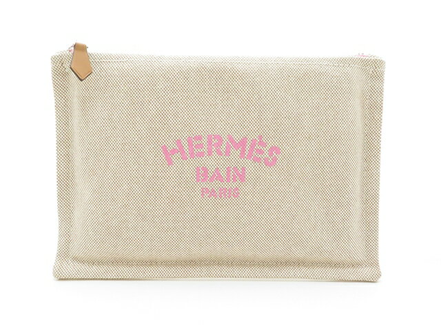 HERMES 　エルメス　サイフ・小物　 ポーチ（取手なし） 　ニューヨッティング　ポーチPM 　ベージュ　ピンク　【430】【中古】【大黒屋】のサムネイル