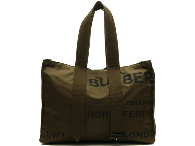 BURBERRY　バーバリー　バッグ トートバッグ　カーキ　ナイロンン/レザー【430】【中古】【大黒屋】