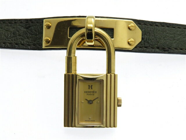 【送料無料】HERMES 時計 ケリーウォッチ　390106A　 クオーツ 　シャンパンゴールド文字盤　GP/革　レディース時計【434】【中古】【大黒屋】のサムネイル