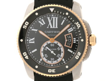 Cartier カルティエ 時計 カリブルドゥカルティエ ダイバーズ W7100055 メンズ イエローゴールド×ステンレス×ラバー 自動巻き 2148103141836【430】【中古】【大黒屋】