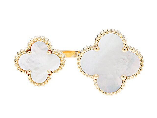 【送料無料】Van Cleef & Arpels 　ヴァンクリーフアーペル　 マジックアルハンブラ　アントレ　レ　ドアリング　イエローゴールド　マザーオブパール　白蝶貝　【472】【中古】【大黒屋】のサムネイル