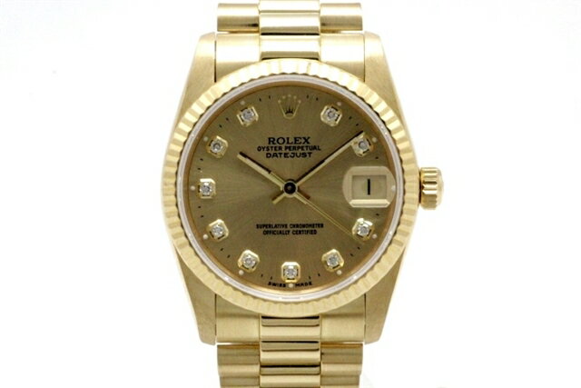 【送料無料】ROLEX　ロレックス　デイトジャスト　68278G　YG　ボーイズサイズ　10Pダイヤ　シャンパン　W番　【473】【中古】【大黒屋】