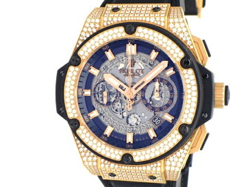 【送料無料】HUBLOT ウブロ メンズ 時計 オートマチック キングパワーウニコ キングゴールド パヴェ ダイヤベゼル 701.OX.0180.RX.1704 ピンクゴールド ラバー シースルーバック 100m防水 【436】【中古】【大黒屋】