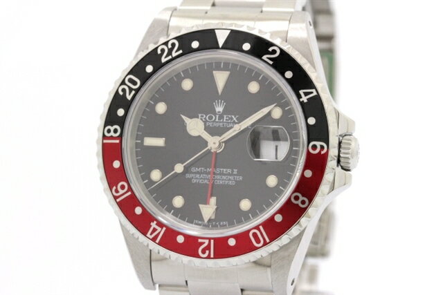 【送料無料】ROLEX ロレックス GMTマスター2 SS ブラック/レッド T番 トリチウム Wバックル 【460】【中古】【大黒屋】