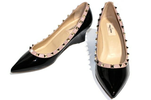 VALENTINO　バレンチノ　ロックスタッズパンプス　レディース39　約26cm　ブラック　パテント【200】【中古】【大黒屋】のサムネイル