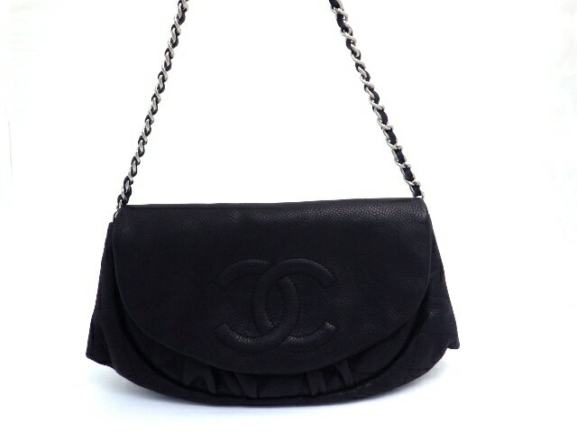 【送料無料】CHANEL　シャネル　バッグ　ショルダーバッグ　チェーンウォレット　キャビア　ブラック ...
